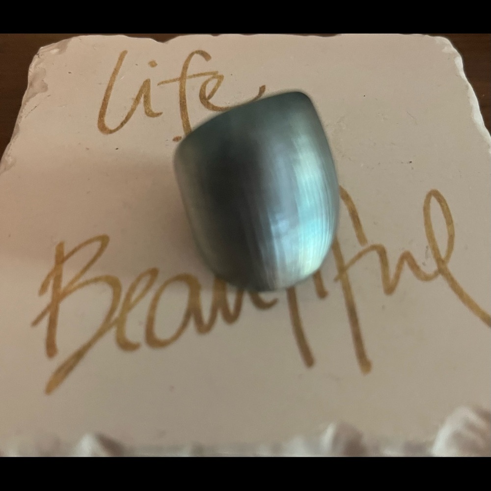 Alexis Bittar Teal Blue Lucite Ring Size 8